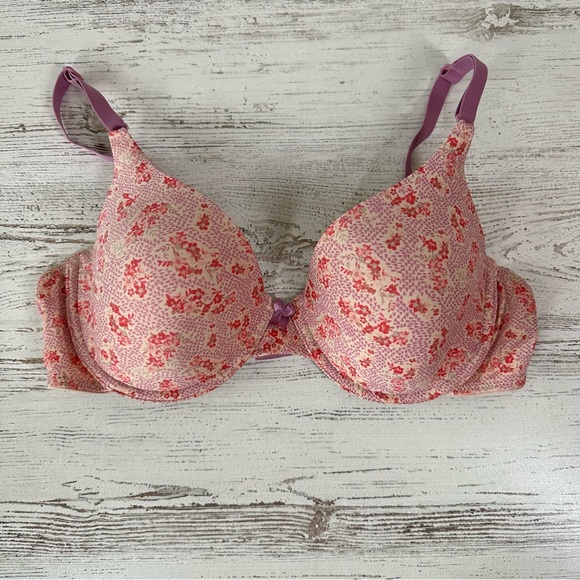 MAIDENFORM One Fab Fit Tailored Demi T-Shirt Underwire Bra Floral Hearts 38D - Picture 3 of 9